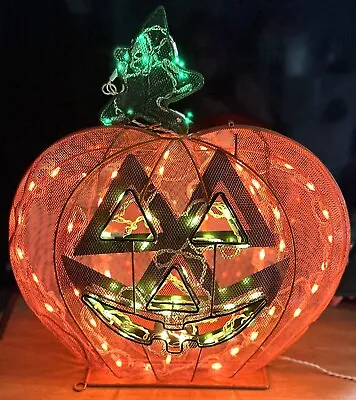 Halloween Light Up Metal Pumpkin 21-inch Wide 18 Inch Tall • $10.50