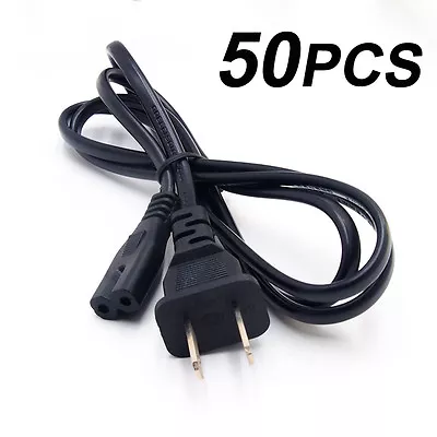 $49.99 • Buy Lot 50 US 2 Prong 2Pin AC Power Cord Cable Charge Adapter PC Laptop PS2 PS3 Slim