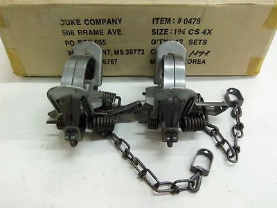 $34.95 • Buy 2 Duke # 1 3/4  4 COIL Coil Spring Traps 0478 Coyote Bobcat Lynx Otter Trapping