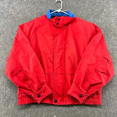 VINTAGE Ski Jacket Mens XL Red Polyester Blend Cotton Parka Shell Pockets 90s • $4.95