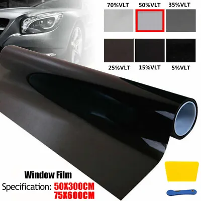 Window Tint Film Roll 5%-50% VLT Car Home 75cm X 6M 50cm X 3M Tinting Tools AU • $13.99
