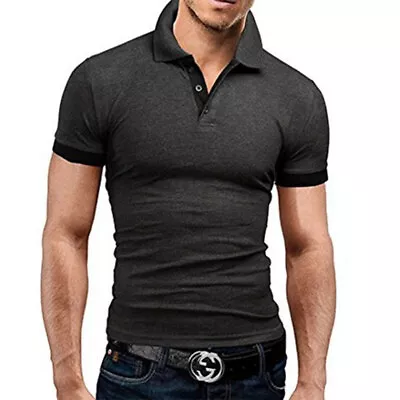 Men's Casual Polo Fit T Shirt Jersey Short Sleeve Sport Casual Golf Slim Regular • $13.99