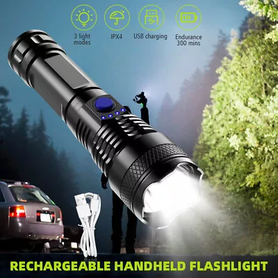 1200000LM LED Flashlight Tactical Light Super Bright Torch USB Rechargeable Lamp • $9.99