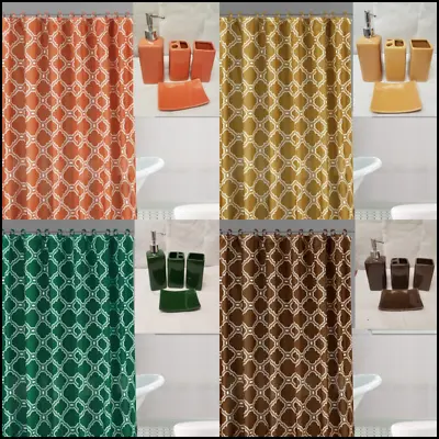 Luxury Bathroom Combo 19 Piece Set Ceramic Bath Mats Shower Curtain Honeycomb • $29.75