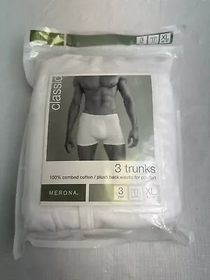 2005 Merona 3 Pair Pack White Tag Free Boxer Briefs Trunks Cotton XL 40-42 • $24.99