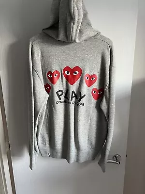£39 • Buy Comme Des Garçons Play Grey Hoodie Jacket Cotton Sweatshirt Top Men M