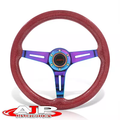 Red Wood Neo Chrome Steel 6 Bolts Universal JDM Sport 14  350mm Steering Wheel • $57.99
