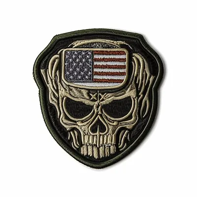 Tactical Skull Patch Embroidered Iron-on Applique Military USA Flag Patriotic • $4.87