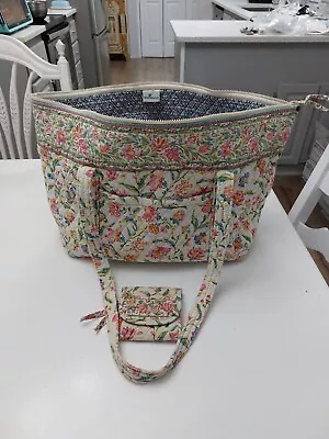 Vera Bradley Vintage Miller Tote And Small Wallet Perennials • $110