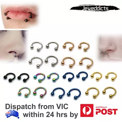 $4.99 • Buy 2-6PCS Horse Shoe Piercing Hoop Ring Earring Lip Septum Cartilage Tragus Helix