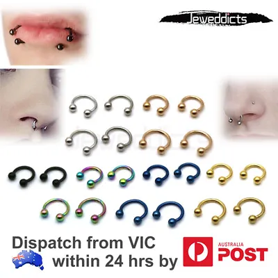 2-6PCS Horse Shoe Piercing Hoop Ring Earring Lip Septum Cartilage Tragus Helix • $9.99