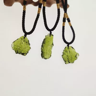 10Pcs Natural Meteorite Impact Glass Czech Moldavite Reiki Rock Mineral Necklace • $38.39