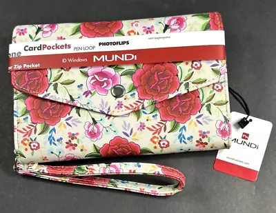 MUNDI Womans / CEO Clutch- Big Fat Wallet / Full Zip / RED & PINK FLOWERS / New • $22.75