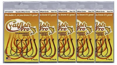 5 Packs 7/0 Catfish Pro Tournament Series Double Offset Circle Hooks Fishing • $18