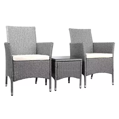 Gardeon Patio Furniture Outdoor Setting Bistro Set Chair Side Table 3 Piece • $195.72