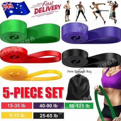 $29.99 • Buy 5pcs Heavy Duty Resistance Loop Bands Yoga Exercise Fitness Gym Workout Band Set