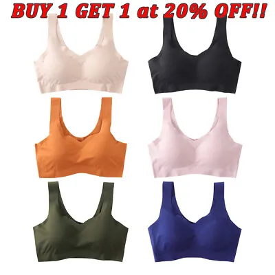 Women's Fitness Padded Stretch Seamless Sports Bra Bralette Yoga Underwear Top • £3.94