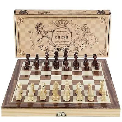 Amerous Chess Set 12 X12  Folding Wooden Standard Travel International Chess... • $30.65