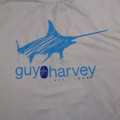 Guy Harvey Original Shirt Large White Water Swordfish Fishing Mens 3.16* • $8.88