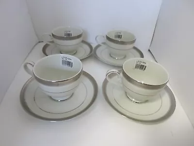 Mikasa Palatial Platinum Cup & Saucers L3235 Excellent Condition Set Of 4 • $39.99