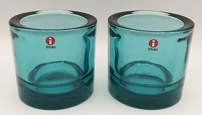 2 LARGE 3  Blue Green Teal Iittala Kivi Marimekko Candle Holders • $112.50