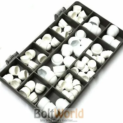 £9.56 • Buy 70 Pieces Assorted White Dome Plastic Dome Nuts & Bolts Covers Caps M5 M6 M8 Kit
