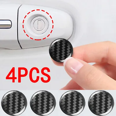4pcs 20mm Carbon Fiber Car Door Lock Keyhole Protector Cover Sticker Decal Trims • $2.83