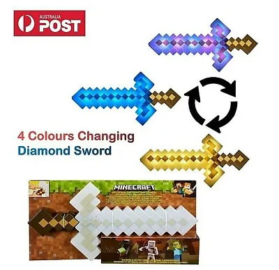 New Minecraft Colour Changing Diamond Sword Large Lights Weapons Prop With Sound • $57.91