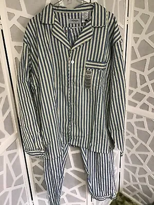 Vintage Hemingway Point Flannel Pajamas Men's XL Striped 2 Pc Shirt & Pants • $25