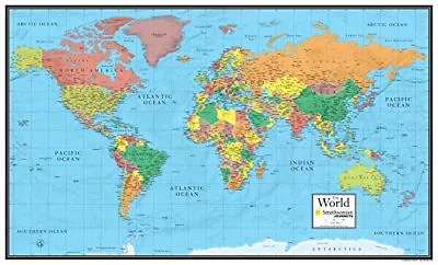30x48 World Wall Map By Smithsonian Journeys - Blue 48Wx30H Laminated  • $35.37