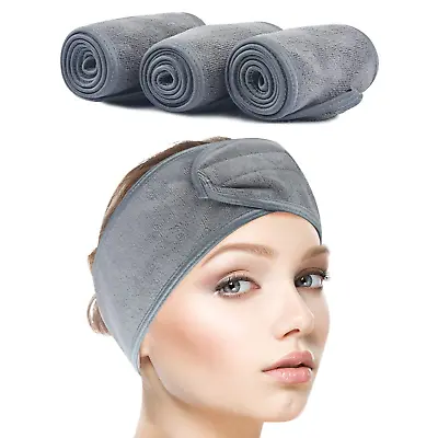 Spa Headband For Women 3 Counts Ultra Soft Adjustable Makeup Hair Band With Magi • $13.45