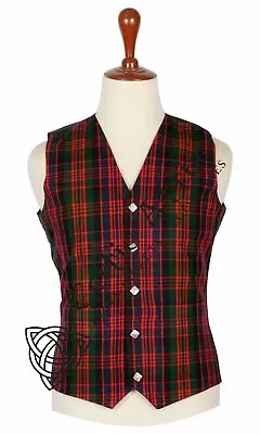 Scottish Tartan Vest 5 Buttons Handmade Vest Formal Kilt WAISTCOAT Vest • $33.60