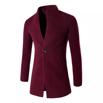 Mens Wool Blend Tuxedo One Button Style For Formal Mandarin Collar Suit Jacket • $35.96