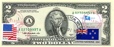 $2 Dollars 2013 Star Stamp Cancel Postal Flag From New Zealand Value $175 • $175