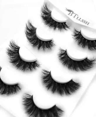 4 Pairs Big Fluffy Mink Lashes Cateye Tapered Thick False Eyelashes Wispy  • £5.29