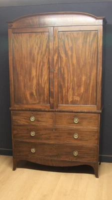 £795 • Buy Antique Regency Mahogany Linen Press Wardrobe