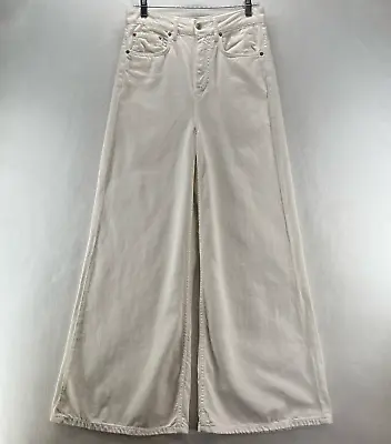 $24.99 • Buy Zara Women's Jeans Size 6 Wide Leg High Waisted Denim Cotton Blend Off White