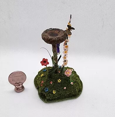 Dollhouse Miniature 1:12 Scale Handmade Artisan Birdbath Scene Unsigned Yard  • $0.99