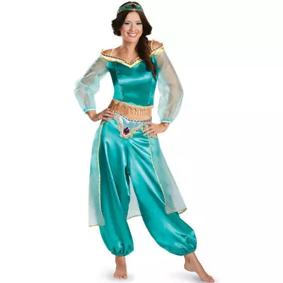 Carnival Aladdin Princess Jasmine Costume Womens Adult Maxi Cosplay Fancy Dress • £23.79
