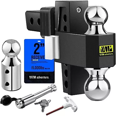 YATM Trailer Hitch Ball Mount Fits 2  Receiver 6  Adjustable Drop Hitch 522006 • $175.99