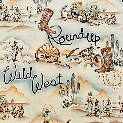 Vintage 1999 Alexander Henry  Round-Up  Western Cowboy Fabric • $9