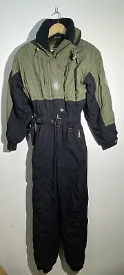Vintage Women's Powderhorn Ski Suit Adult Sz 8 Black/green Snowsuit • $45