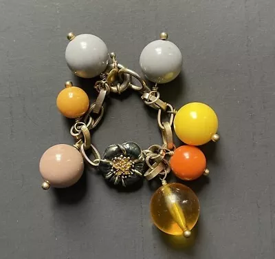 J Crew Chunky Charm Bracelet Flower & Beads / Balls 8” • $12