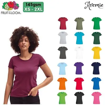 £6.99 • Buy Fruit Of The Loom Ladies Plain Short Sleeve T Shirt, Womens Crew Neck Cotton Top