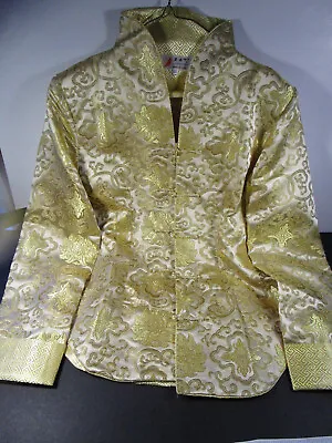 Gold Lined Long Sleeve Mandarin Collar Shirt/jacket Women Oriental Silk Blend • $45