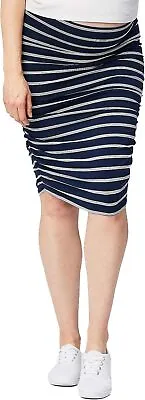 Cake Maternity Ladies Rock Ruched Fitted Skirt Dark Blue / White XS • £11.88