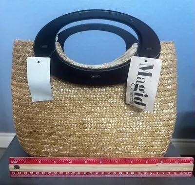 New Magid Tan Wheat Straw Spring Summer  Medium Purse Handbag Perfect For Beach • $25