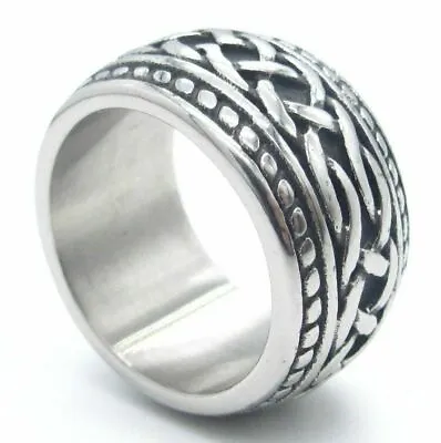 Mens Irish Celtic Love Infinity Knot Ring Band Stainless Steel Size 7-15 Gift • $14.99