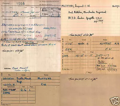 £1 • Buy MEDAL RESEARCH - Medal Index Cards 1914/1920 WW1 World War One