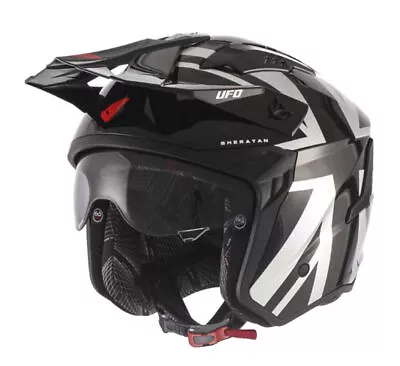 UFO Jet Sheratan Trial Scooter Motorcycle Helmet Glossy Black With Smoked... • $93.13